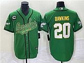 Men's Philadelphia Eagles #20 Brian Dawkins Green Gold With C Patch Cool Base Baseball Stitched Jersey,baseball caps,new era cap wholesale,wholesale hats